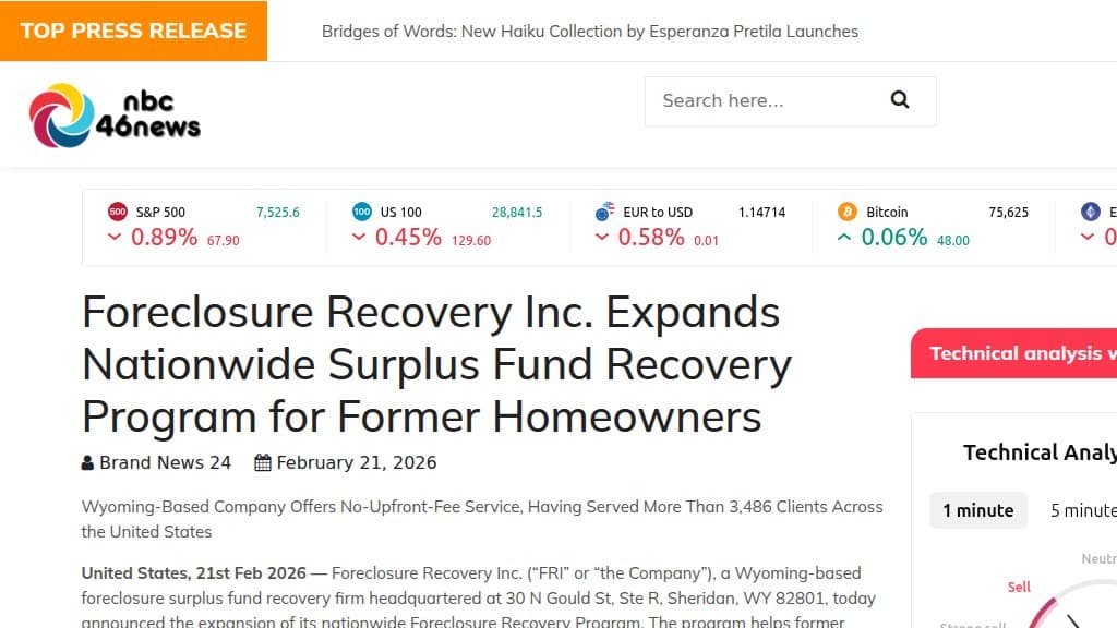 Our press release on NBC 46, February 21, 2026