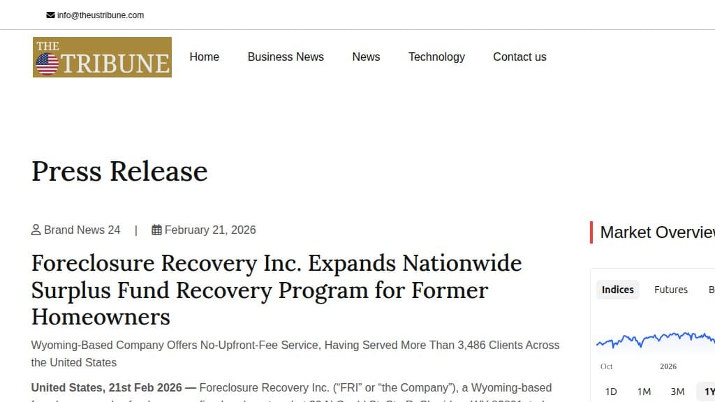Our press release on The US Tribune, February 21, 2026