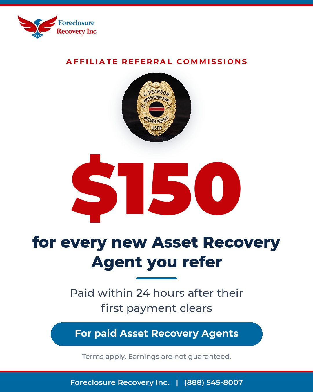 $150 for every new agent you refer (red, white and blue)