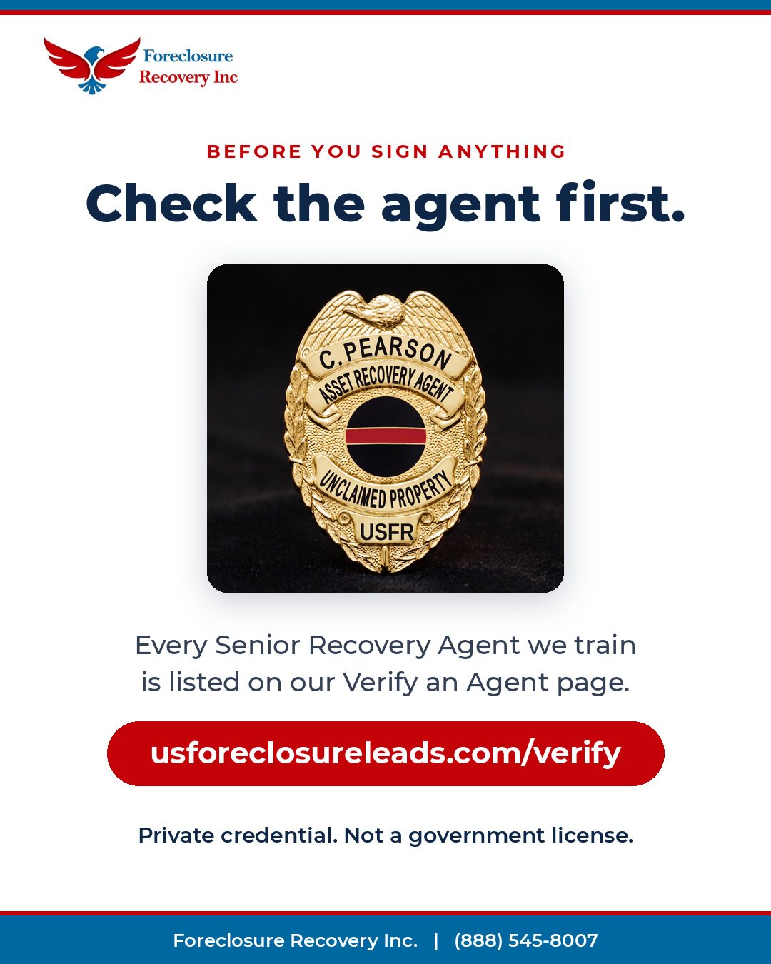 Before you sign anything, check the agent first (red, white and blue)